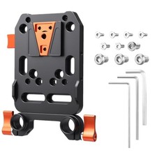 V Mount Battery Plate - 15mm Dual Rod Clamp - V Mount Plate with Rod Clamp