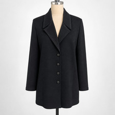 Classic St. John Evening Black Knit Jacket with Beaded Lapel Detail