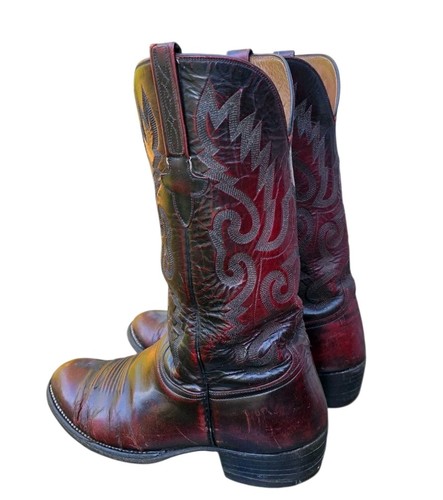Vintage 1989 Lucchese Men 8.5 E Roper Round Toe Cowboy Boots Leather El Paso TX, $79.95 - Photo 5