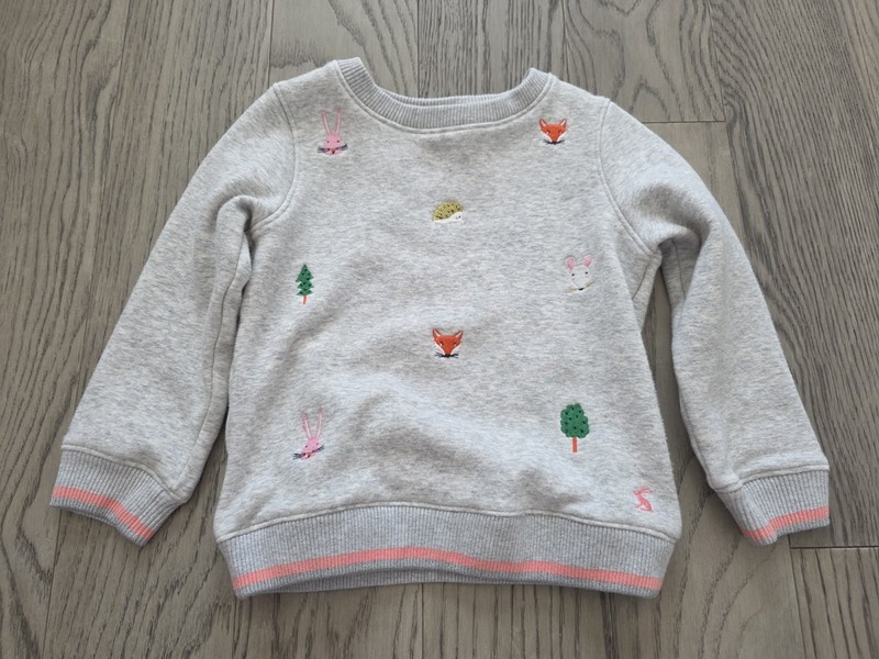 Joules Grey Sweatshirt Embroidered Animals Bunny Fox 5T