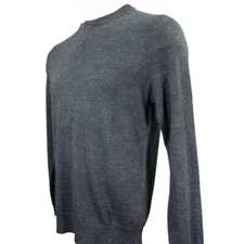 Club Room Gray Merino Wool Blend Henley Sweater, Size Small