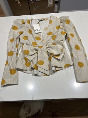 zara polka dot blouse with bow