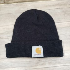 Carhartt Beanie Knit Cap Hat Black MAde in USA OS Stretch Fit