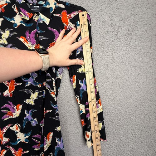 Maeve Shirt Dress Womens 2P Black Martina Birds Viscose Colorful Anthropologie - Picture 16 of 18