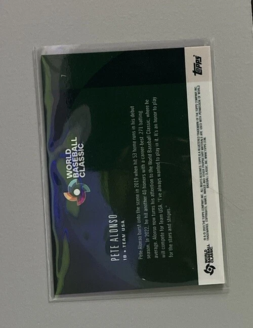 2023 Topps World Baseball Classic Global Stars Pete Alonso /150 USA Dark Red SP - Image 2 of 3