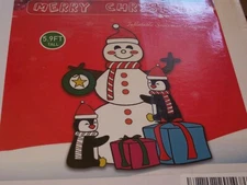 5.9' HIGH SNOWMAN WITH GIFTS AND HIS PEGUIN FRIEND NEW