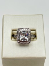 STERLING SILVER 925 WHITE GEMSTONE 3.2mm BAND SIZE 6 RING 5.5g