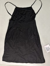 ASOS DESIGN linen square neck mini slip sundress in black size 4 NWT