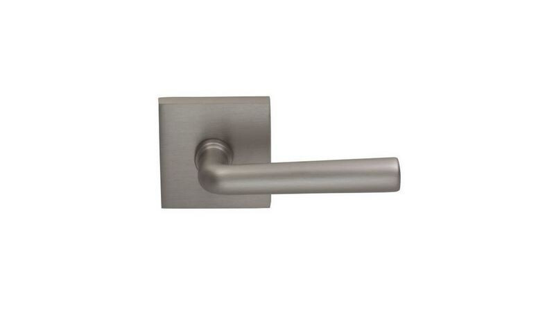 Omnia Privacy Door Lever Set with 368S  and Square Rose Lacquered Satin Nickel-image