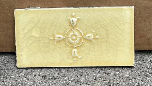 Antique Victorian Fireplace Ceramic Glossy Tile Floral 3 X 6” Hamilton Ohio - Picture 2 of 5