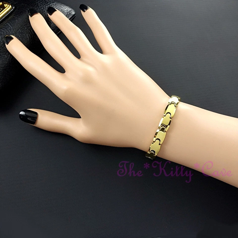 Kraftvoll Magnetisch Wolfram CTS Arthritis Schmerzen 24KGB Gold Dünn Bio Armband - Bild 3 von 4