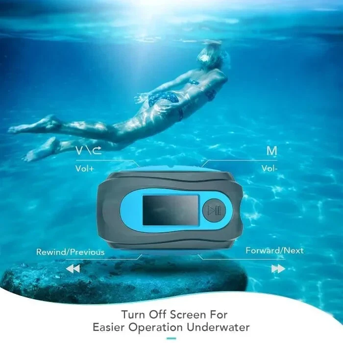 Wasserdichter MP3-Player IPX8 AGPTEK 8GB FM Radio Sport Schwimmen Blau - Bild 3 von 4