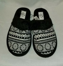 Slippers Sole Mates Grey Black Furry Cozy Slippers House Shoes 6/7, 7/8 - New