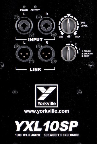 Yorkville YXL10SP 10" / 2.4" 1000 Watts Portable DJ Powered Pro Audio Subwoofer - Picture 7 of 7
