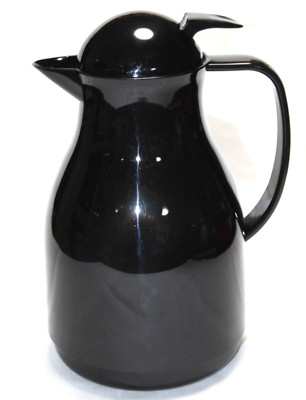 Thermoskanne, Warmhalte-Kaffee-/Teekanne - 1 L Glaseinsatz mit Drücker SCHWARZ