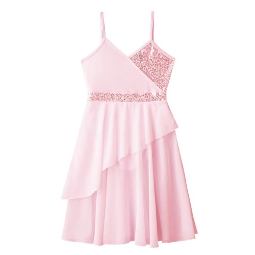 US Girls Sequins Latin Jazz Ballet Lyrical Dance Dress Camisole Leotard Costume - Picture 8 of 43
