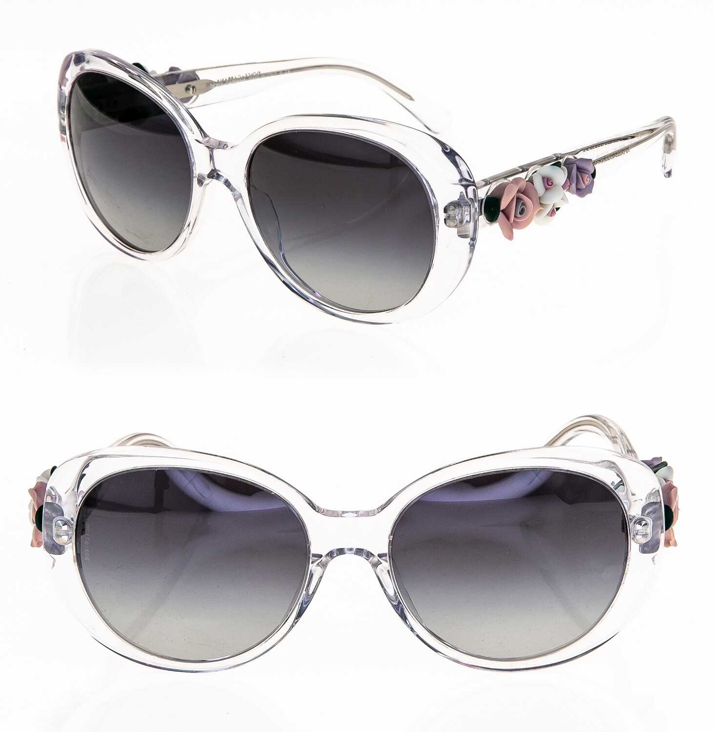 Dolce & Gabbana Almond Flower Crystal Gray Porcelain Sunglasses  