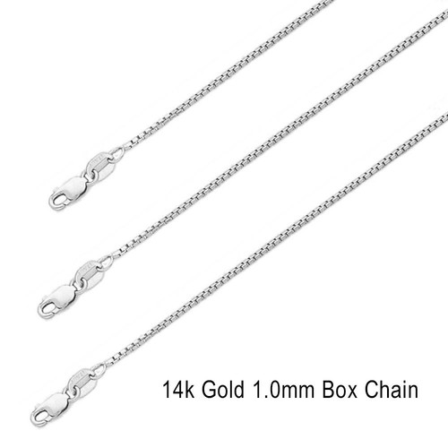 1MM 14K SOLID White GOLD BOX CHAIN 