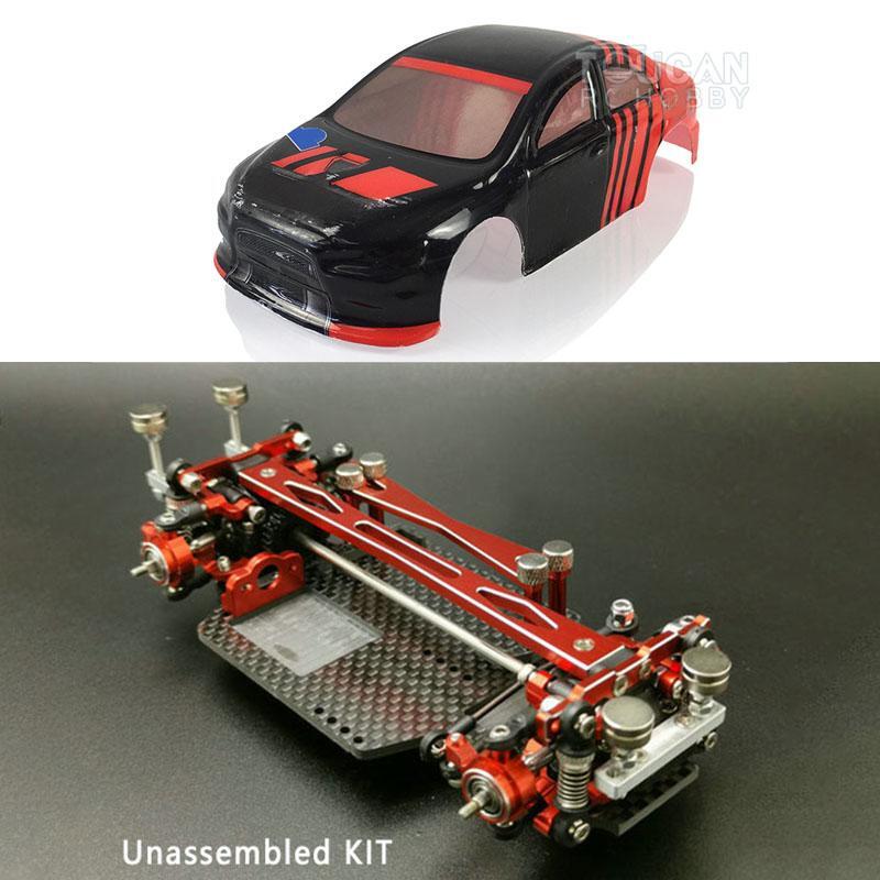 1/28 Lancer EVO Body Shell Chassis Upgraded Parts KIT DIY MINID Racing Drift Car