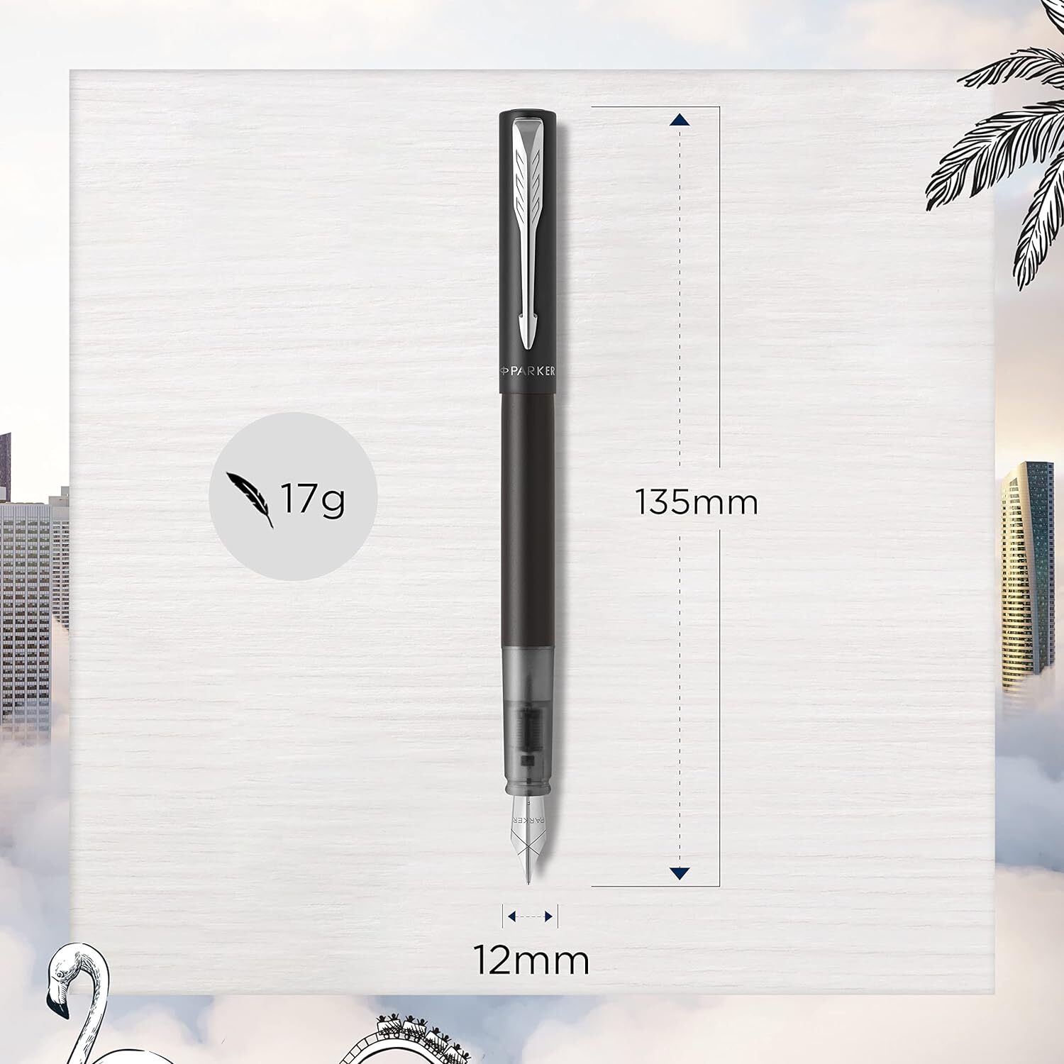 Thumbnail - Parker Vector Xl Füller Schwarze Metallic-lackierung Mittlere Feder