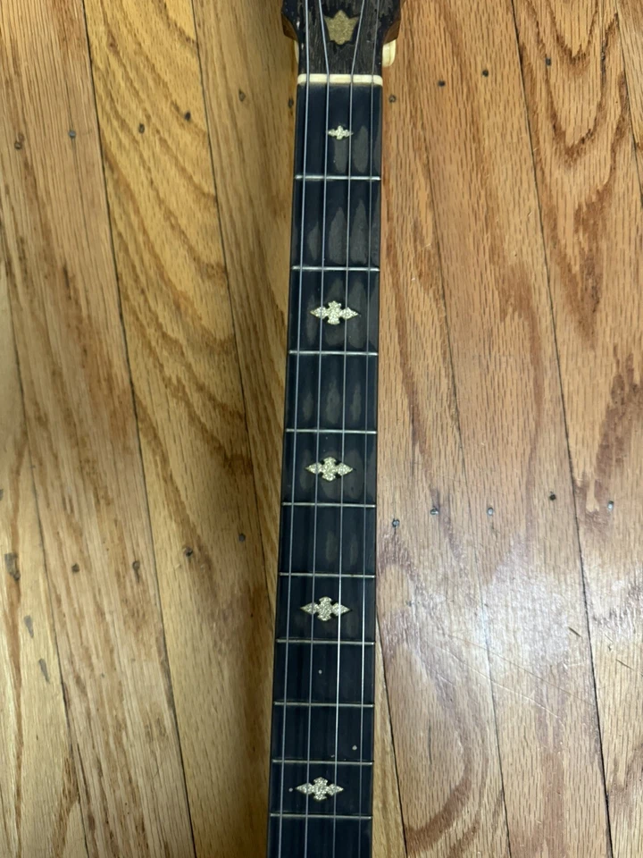 VTG 1930s Antique LUDWIG Dixie Tenor 4 String Banjo Wood Inlay Folk Bluegrass - Image 3 of 4