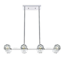 Chandelier Chrome Light Fixture Crystal Shades Dining Room or Kitchen Island 31"