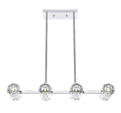 Chandelier Chrome Light Fixture Crystal Shades Dining Room or Kitchen Island 31''