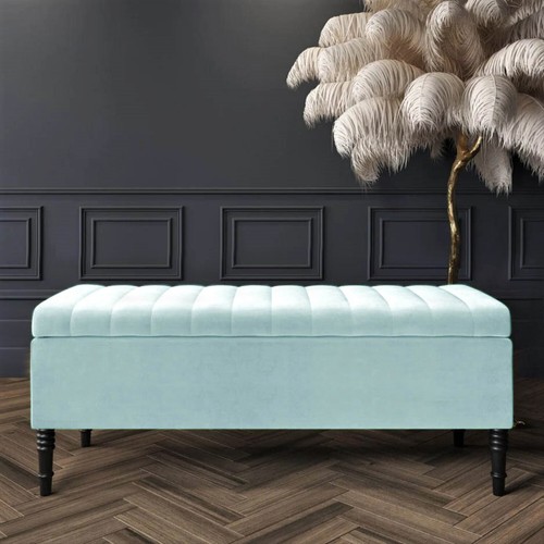 Plush Velvet Ottoman Bench with Storage, Lined Upholstered Footstool, End Table - Picture 23 of 58