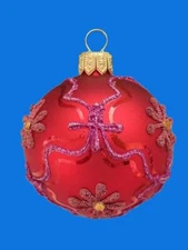 6cm RED MATT LILAC PURPLE BALL EUROPEAN BLOWN GLASS CHRISTMAS TREE ORNAMENT 007