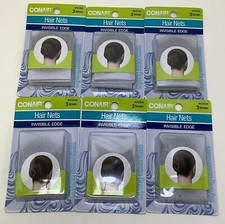 Conair Hair Nets, Invisible Edge, 3 Count, Brown, Lot of 6, FREE SHIPPING
