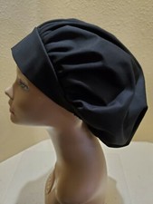 Solid Black Women's Bouffant Surgical Scrub Hat/Cap Handmade