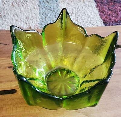 Vintage Viking Textured Green Glass Epic Stockholm Lotus Bowl
