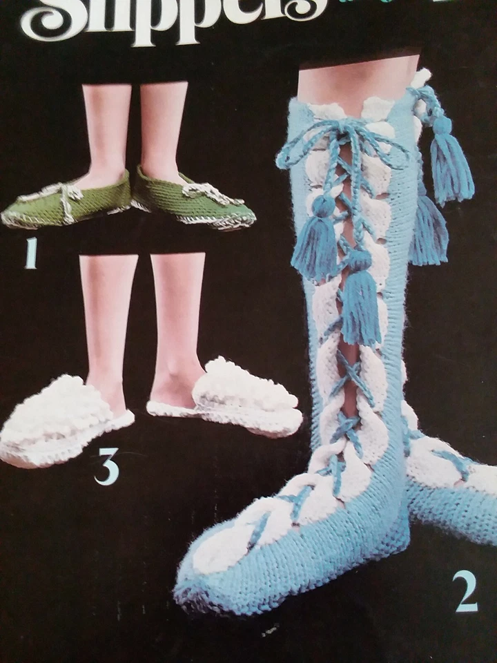 Leisure Arts Slippers To Knit And Crochet 1976 - Image 3 of 4