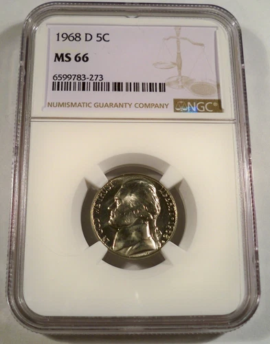 1968-D NGC MS66 JEFFERSON NICKEL 5c MS 66