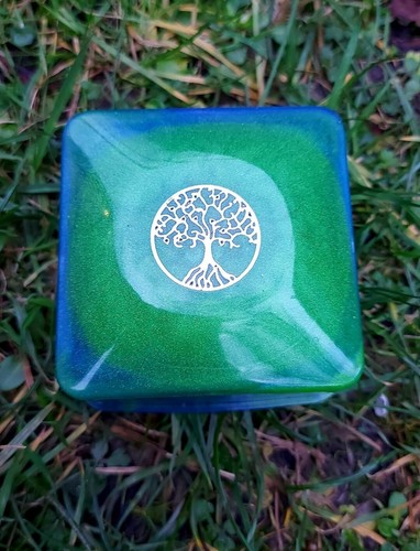 Handmade Epoxy Resin Jewellery Box Pagan Pentagram Witch Gothic Wicca Viking - Picture 3 of 4