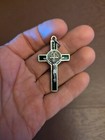 Saint Benedict Gorgeous Silver With Green Inlay Crucifix — photo 4