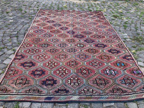 Turkish Rug, Vintage Rug, Large Kilim,Wool Rug, Handwoven Rug 5,8 x 9,4 ft - Picture 4 of 12