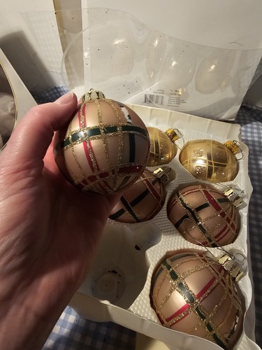 Sparkling Creations 18 Glass 2.5" Round Ornaments Gold, Red, Striped Read - Picture 11 of 18