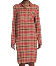 Beachlunchlounge Missy Ariana Midi Length Shirt Dress long sleeve button down XS