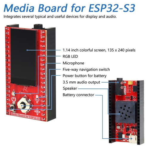 Freenove Media Kit for ESP32-S3 CAM Dual-core 32-bit 240 MHz OpenAI XiaoZhiAI - Photo 5/7