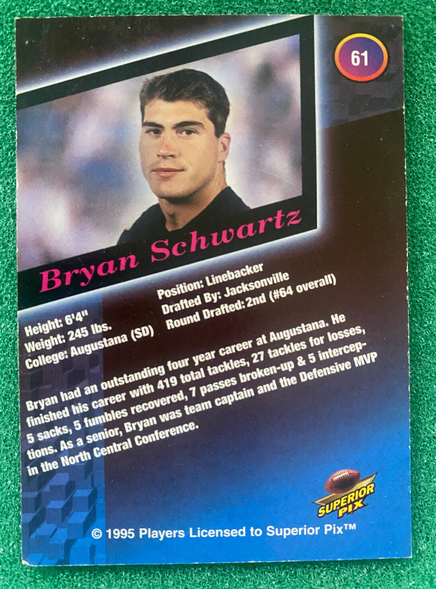 BRYAN SCHWARTZ # 61 1995 SUPERIOR PIX DRAFTS AUTOGRAPH/AUGUSTANA