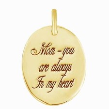 Mom, You Are Always In My Heart' 14K Gold Plated Slide Pendant Valentine Gifts