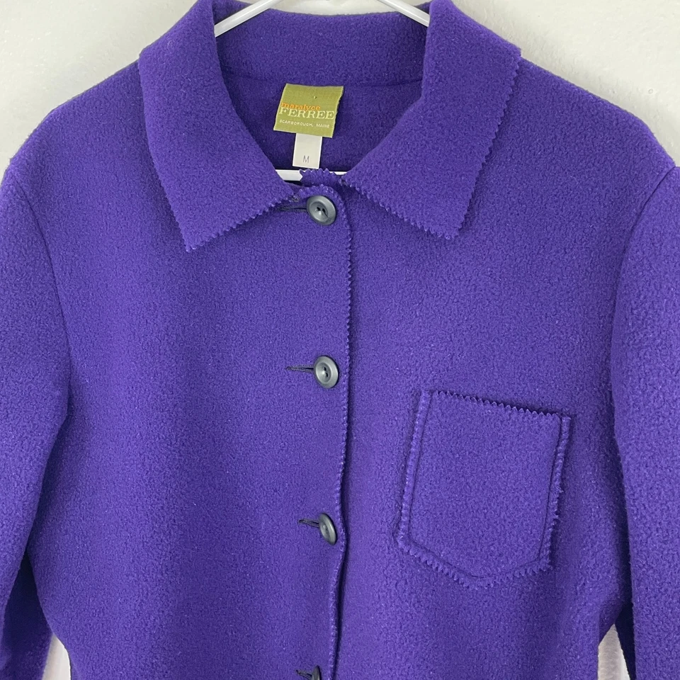 Maralyce Ferree Maine Fleece Cardigan Jacket Size M Pocket Button Up Purple - Image 3 of 4