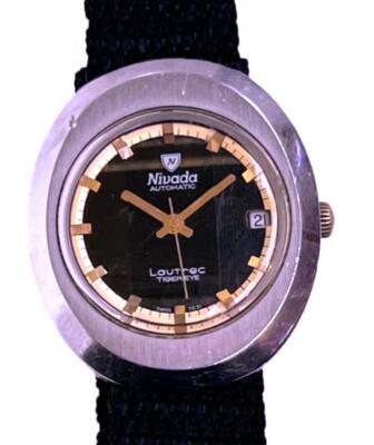Unusual Vintage Mens Nivada Lautrec Tiger Eye Automatic Stainless