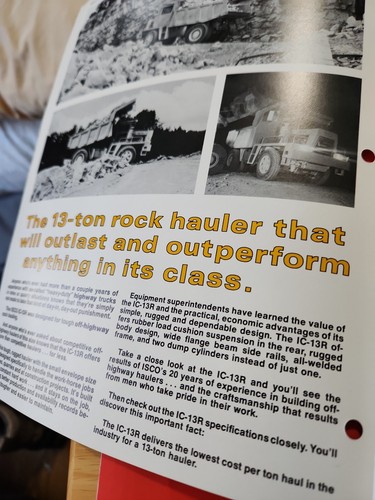1974 ISCO 13 Ton Rear Dump Rock Hauler Truck Brochure IC-13 R - Picture 4 of 6
