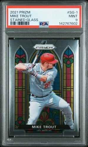 Mike Trout 2021 Panini Prizm Stained Glass #SG-1 PSA 9