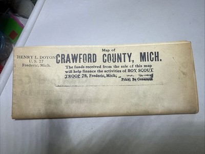 Map Of Crawford County Mich., BSA Troop 78 1940 s 1950 s