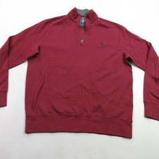 Polo Ralph Lauren Mens Medium Long Sleeves 1/4 Zip Sweater Pullover Casual Red