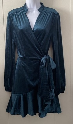 NWT Baltic Born Barre Wrap Mini Dress Jade Green Velvet Sz XL Party