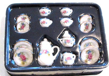 Miniature 1:12 - 17 Piece Porcelain Pink Floral Tea Set - NIP 146